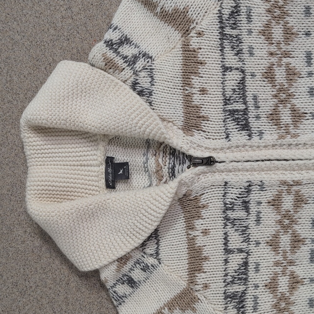 Eddie Bauer Wool Blend Sweater, Full Zip Cardigan, Aztec, Women's Small - Picture 6 of 15